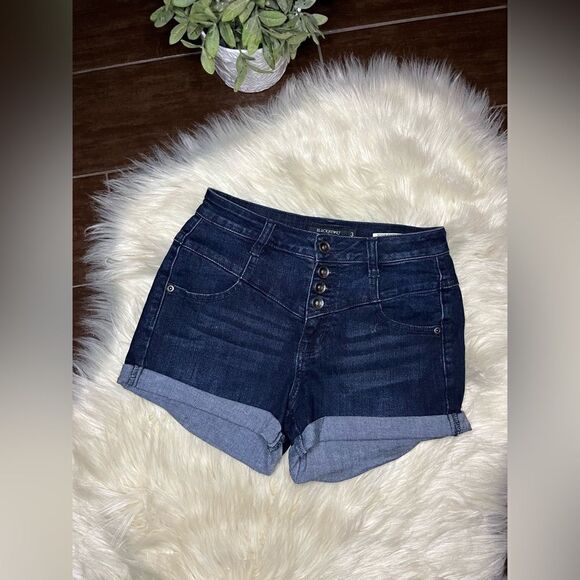 Blackheart Indigo V stitch button fly denim shorts sz 3 - Picture 2 of 10